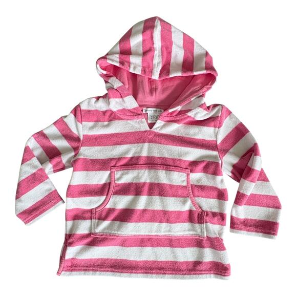 Pottery Barn Kids Hooded Towel Cover-Up 2T-3T Striped Terry Cloth Pullover Pink - Picture 1 of 8
